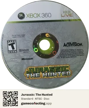 Jurassic: The Hunted Xbox 360, NTSC disc