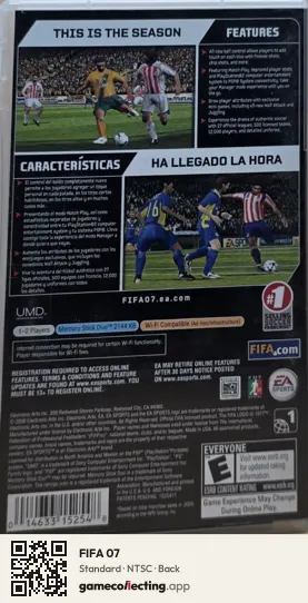 FIFA 07 PlayStation Portable, NTSC box back