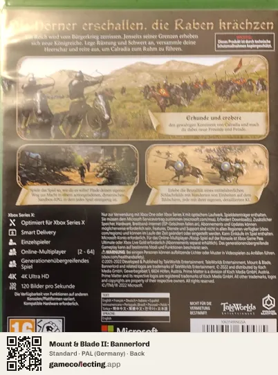Mount & Blade II: Bannerlord Xbox Series X, Germany box back
