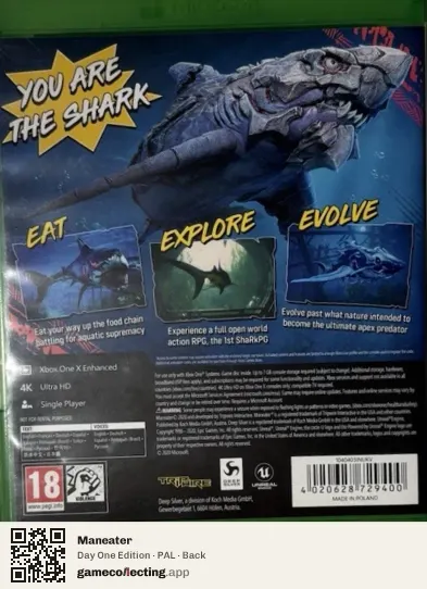Maneater Xbox One, PAL box back