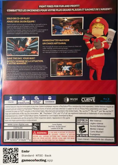 Embr PlayStation 4, NTSC box back