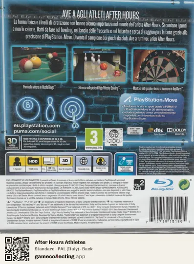 After Hours Athletes PlayStation 3, Italy box back