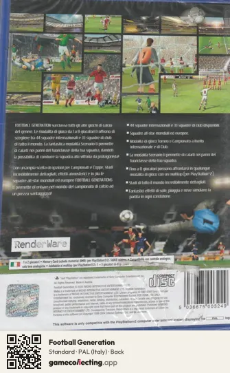 Football Generation PlayStation 2, Italy box back