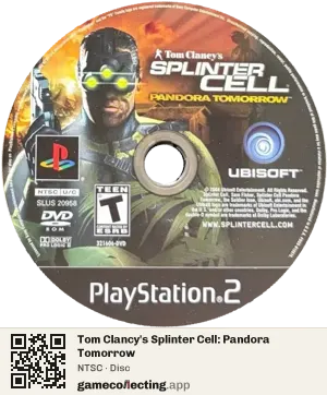Tom Clancy's Splinter Cell: Pandora Tomorrow PlayStation 2, NTSC disc