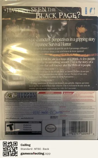 Calling Nintendo Wii, NTSC box back