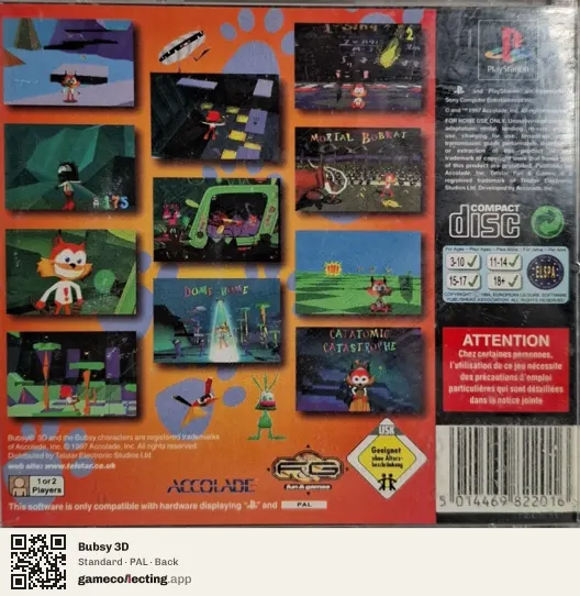 Bubsy 3D PlayStation, PAL box back