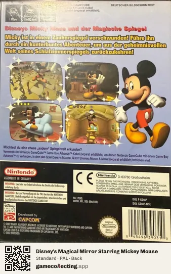 Disney's Magical Mirror Starring Mickey Mouse Nintendo GameCube, PAL box back