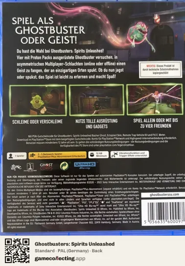 Ghostbusters: Spirits Unleashed PlayStation 5, Germany box back