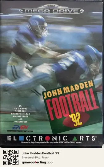 John Madden Football '92 Sega Mega Drive / Genesis, PAL box front