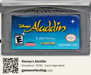 Disney's Aladdin Game Boy Advance, NTSC cartridge label