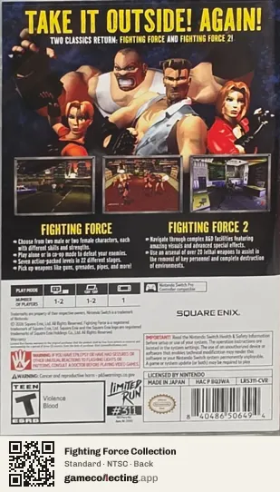 Fighting Force Collection Nintendo Switch, NTSC box back