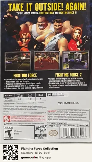 Fighting Force Collection Nintendo Switch, NTSC box back