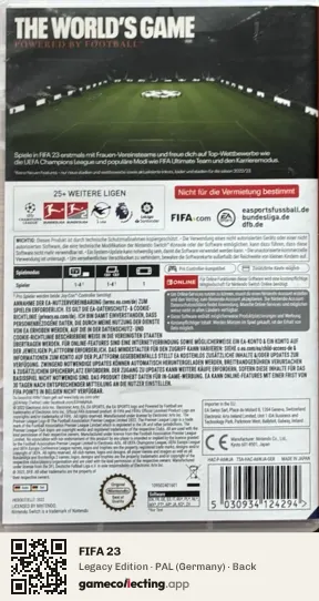 FIFA 23 Nintendo Switch, Germany box back