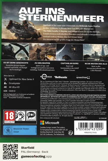 Starfield Xbox Series X, Germany box back