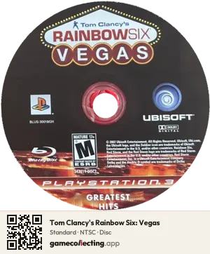 Tom Clancy's Rainbow Six: Vegas PlayStation 3, NTSC disc