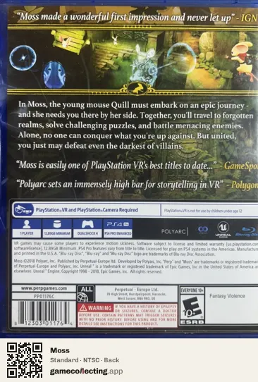 Moss PlayStation 4, NTSC box back