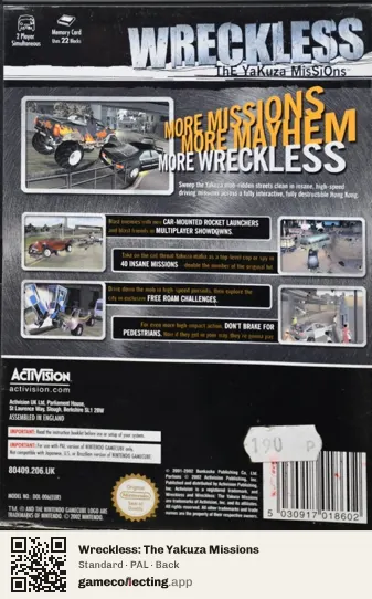 Wreckless: The Yakuza Missions Nintendo GameCube, PAL box back