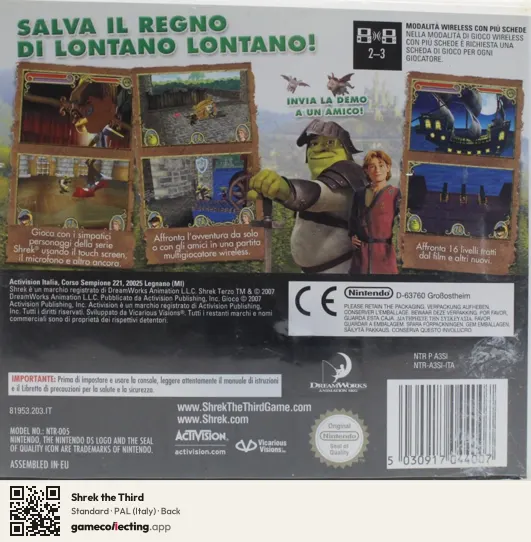 Shrek the Third Nintendo DS, Italy box back