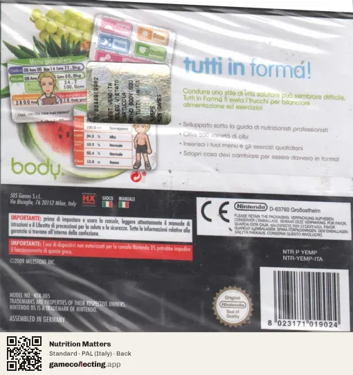 Nutrition Matters Nintendo DS, Italy box back