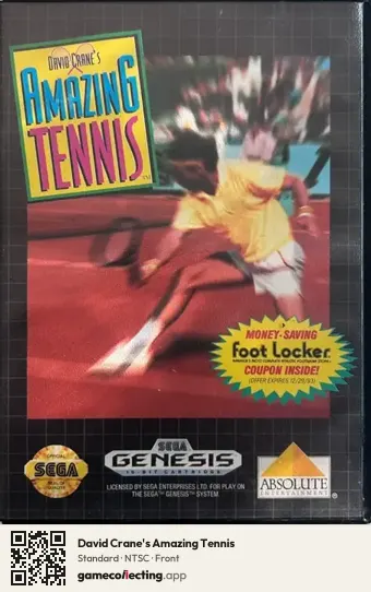 David Crane's Amazing Tennis Sega Mega Drive / Genesis, NTSC box front