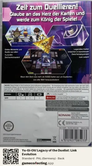 Yu-Gi-Oh! Legacy of the Duelist: Link Evolution Nintendo Switch, Germany box back