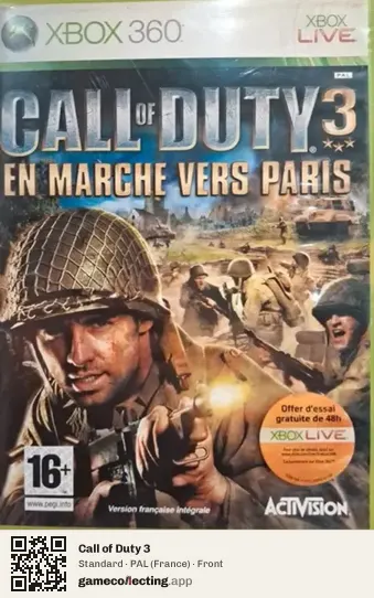 Call of Duty 3 Xbox 360, France box front