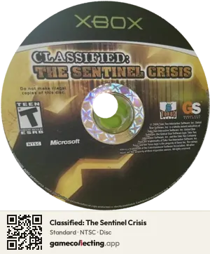 Classified: The Sentinel Crisis Xbox, NTSC disc