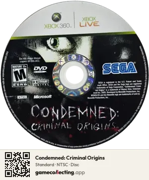 Condemned: Criminal Origins Xbox 360, NTSC disc
