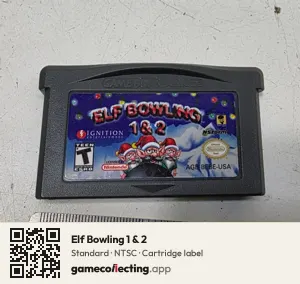 Elf Bowling 1 & 2 Game Boy Advance, NTSC cartridge label