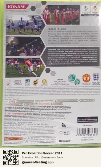 Pro Evolution Soccer 2011 Xbox 360, Germany box back