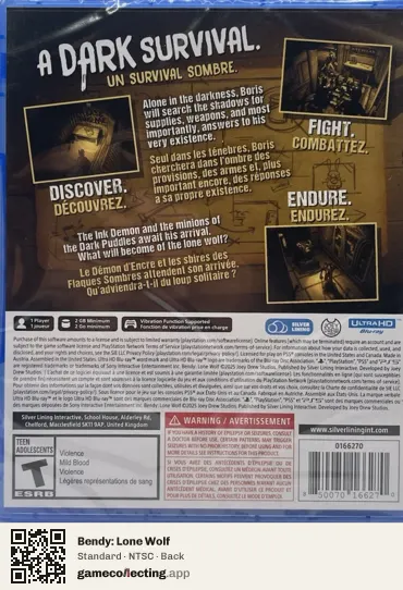Bendy: Lone Wolf PlayStation 5, NTSC box back