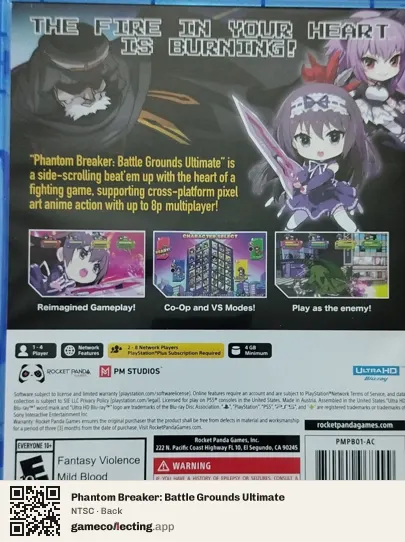 Phantom Breaker: Battle Grounds Ultimate PlayStation 5, NTSC box back