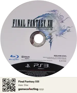 Final Fantasy XIII PlayStation 3, Asia disc