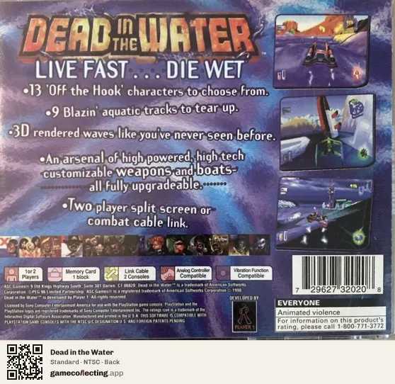 Dead in the Water PlayStation, NTSC box back