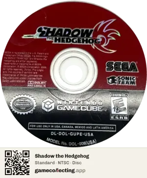 Shadow the Hedgehog Nintendo GameCube, NTSC disc