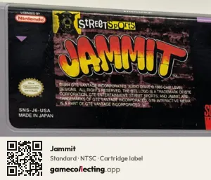 Jammit Super Nintendo Entertainment System, NTSC cartridge label