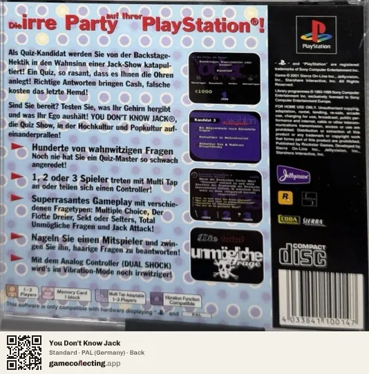 You Don't Know Jack PlayStation, Germany box back