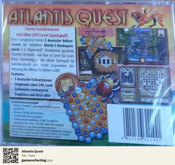 Atlantis Quest Computer, PAL box back