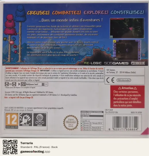 Terraria Nintendo 3DS, France box back