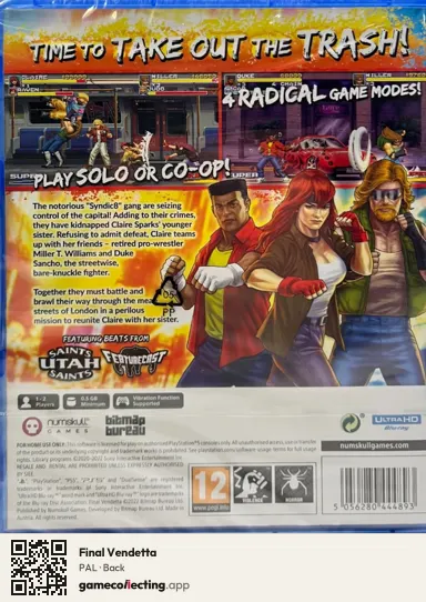 Final Vendetta PlayStation 5, PAL box back