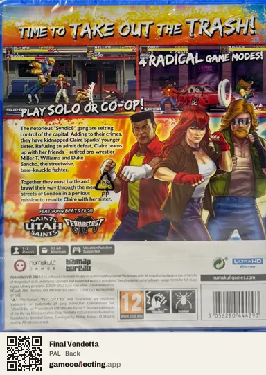 Final Vendetta PlayStation 5, PAL box back