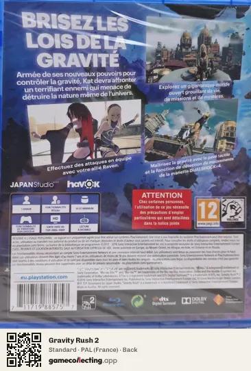 Gravity Rush 2 PlayStation 4, France box back