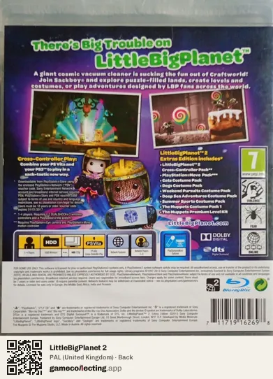 LittleBigPlanet 2 PlayStation 3, United Kingdom box back