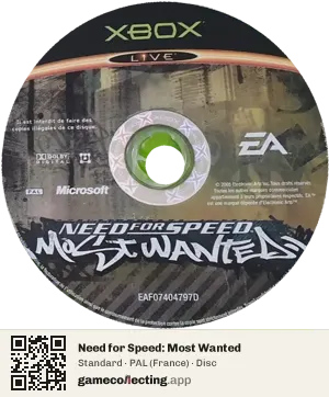 Need for Speed: Most Wanted Xbox, PAL disc