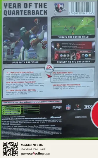 Madden NFL 06 Xbox, PAL box back