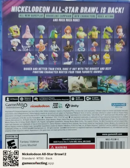 Nickelodeon All-Star Brawl 2 PlayStation 5, NTSC box back