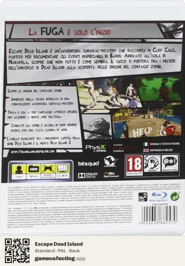 Escape Dead Island PlayStation 3, PAL box back