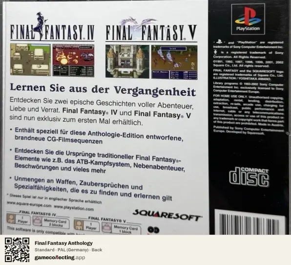 Final Fantasy Anthology PlayStation, Germany box back