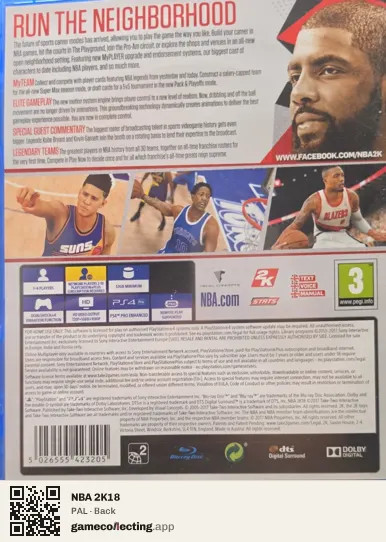 NBA 2K18 PlayStation 4, PAL box back