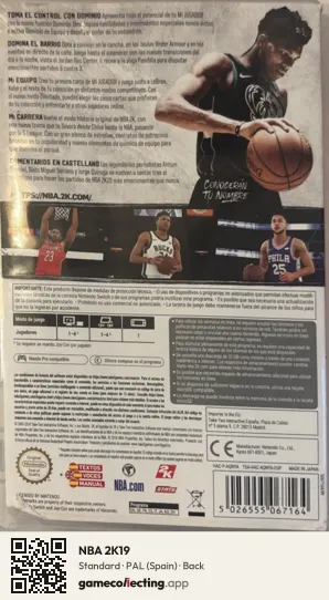 NBA 2K19 Nintendo Switch, Spain box back
